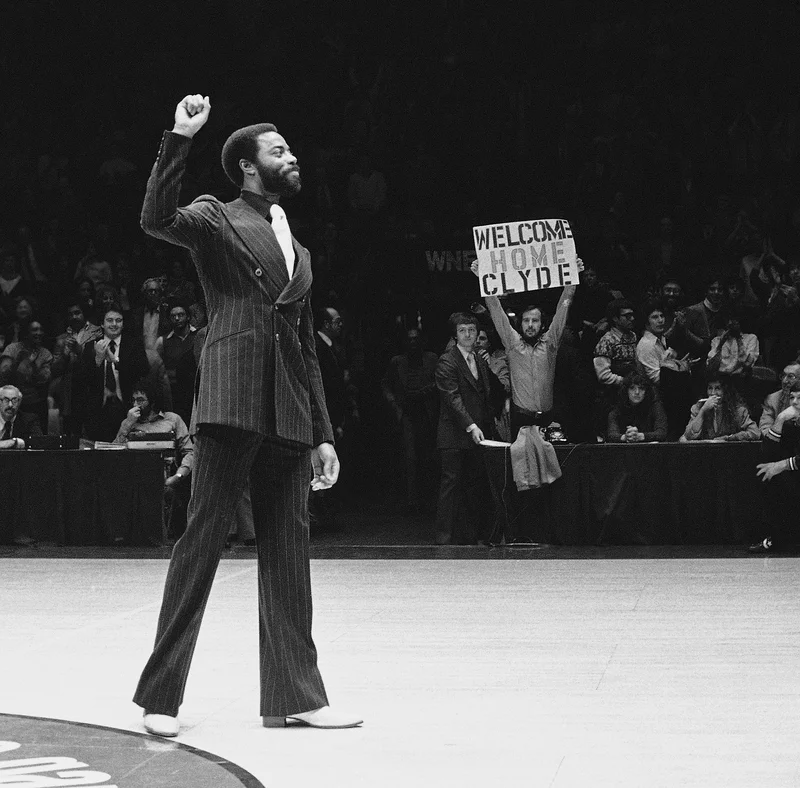Walt "Clyde" Frazier is honored at New York's Madison Square Garden on Dec. 18, 1979.
Ray Stubblebine/AP