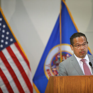 Minnesota Attorney General Keith Ellison, who directed the prosecution of former Minneapolis officer Derek Chauvin, is releasing a book about his experience. Scott Olson/Getty Images