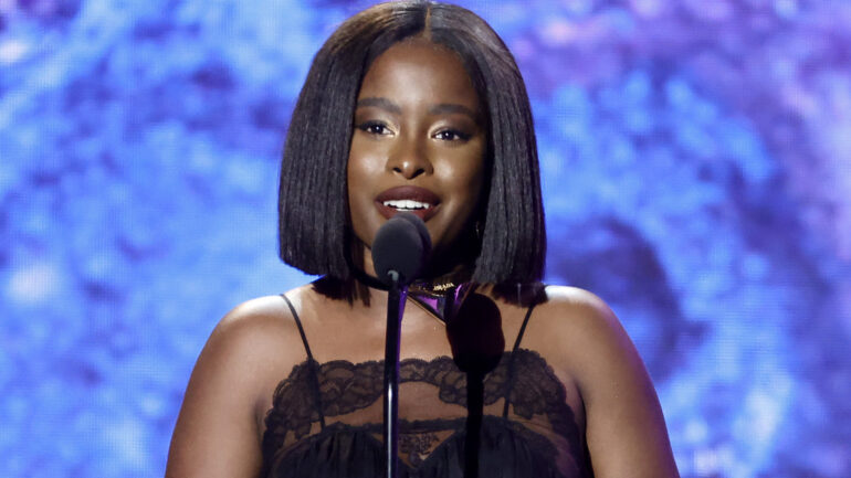 Amanda Gorman says she wrote "The Hill We Climb" — which she read at President Biden's inauguration — "so that all young people could see themselves in a historical moment." Gorman is seen here in February, at the Grammy Awards. Frazer Harrison/Getty Images