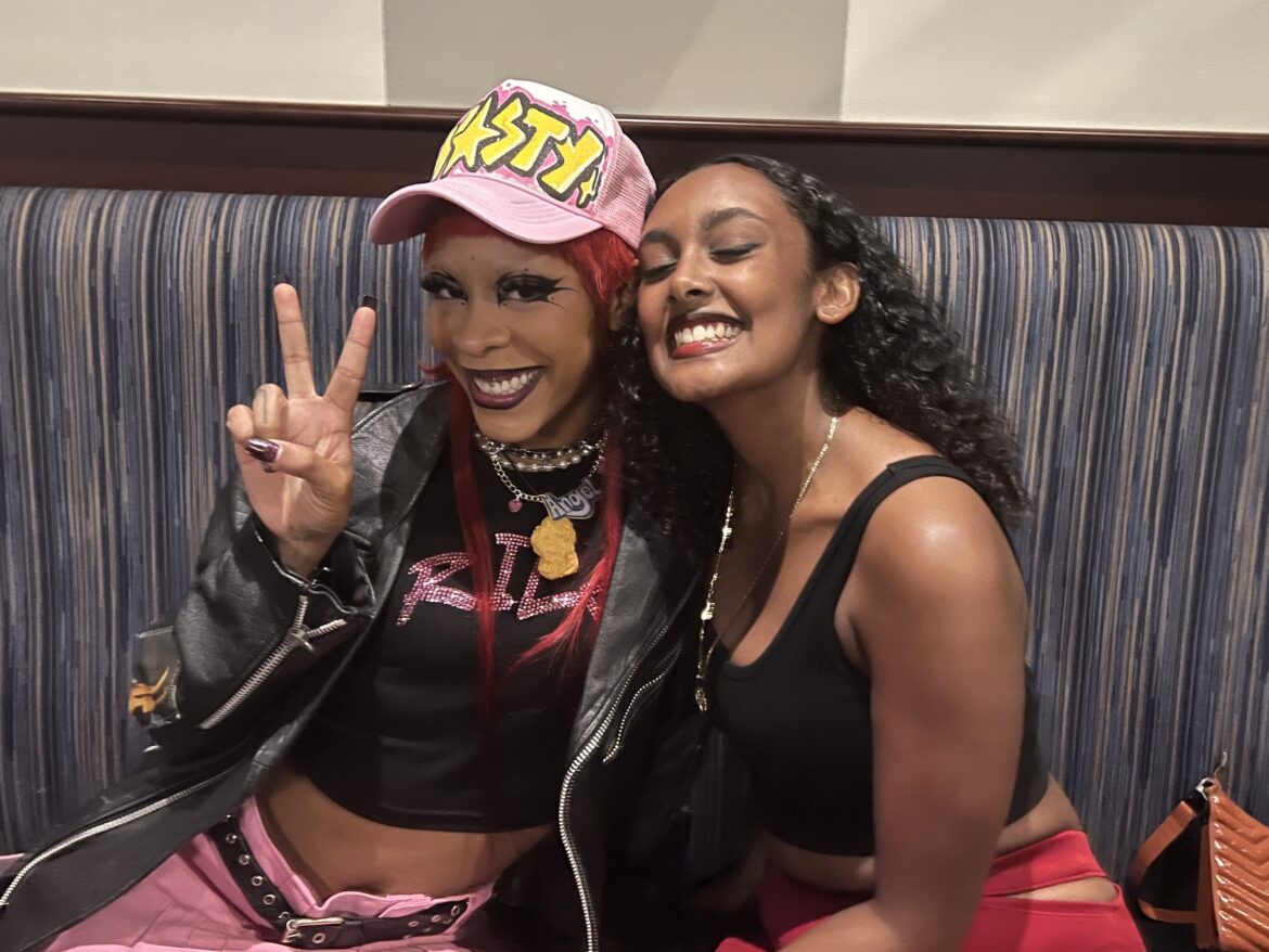 Rico Nasty (left) and fan Talille Jaro back stage before a performance at the Moda Center in Portland, Ore. in September 2022. Sam Leeds/NPR