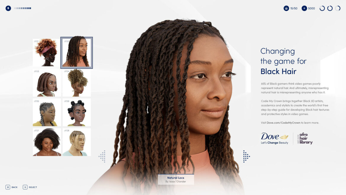 Dove and Open Source Afro Hair Library Launch Code my Crown: the World’s First Complete and Free Guide for Coding Textured Hair and Protective Styles in Video Games