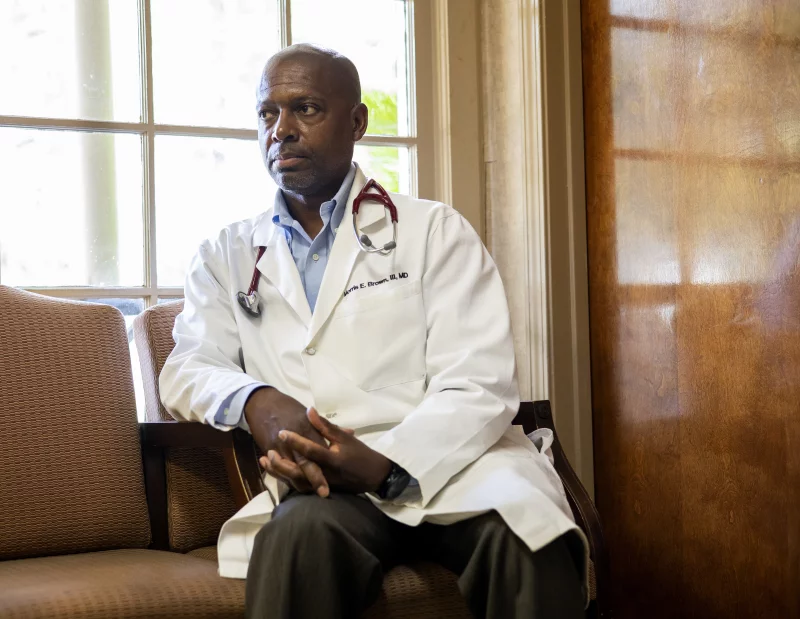 Morris Brown, a primary care physician, says that South Carolina lawmakers’ refusal to expand Medicaid will result in preventable deaths because many people who live near his medical offices in Kingstree and Lake City cannot afford to go to a doctor. (Gavin McIntyre for KFF Health News)

Gavin McIntyre for KFF Health News