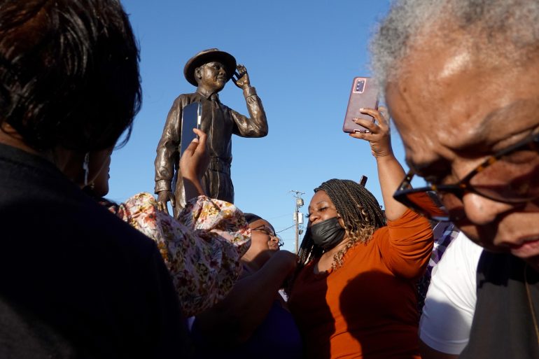 A statue of Emmett Till is unveiled